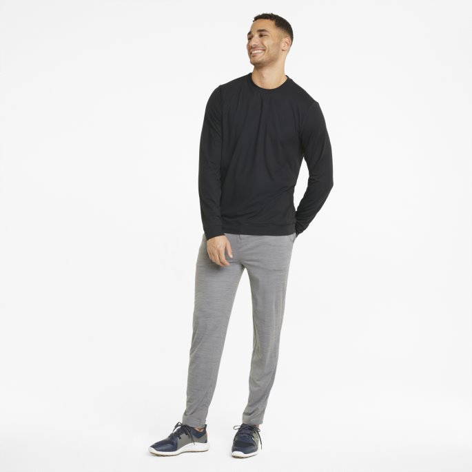 Puma På Tilbud Svart Skyspunnet Grylbl Crew Neck Golf Sweatshirt Herre