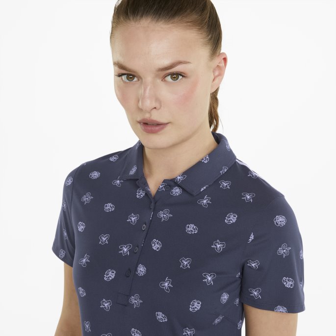 Skyspunnet Hage Golf Poloskjorte Dame Marine Blazer-lys Hvit Puma På Tilbud