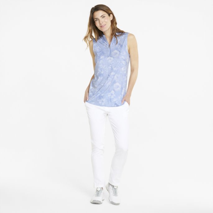 Puma På Salg Lavendel Pop-lys Hvit Skyspunnet Iris Ermeløs Golfpoloskjorte Kvinner