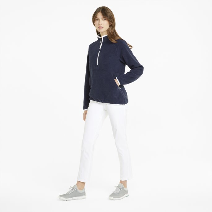 Marine Blazer-lys Hvit Puma På Tilbud Sherpa Golfgenser Med Halv Glidelås Kvinner