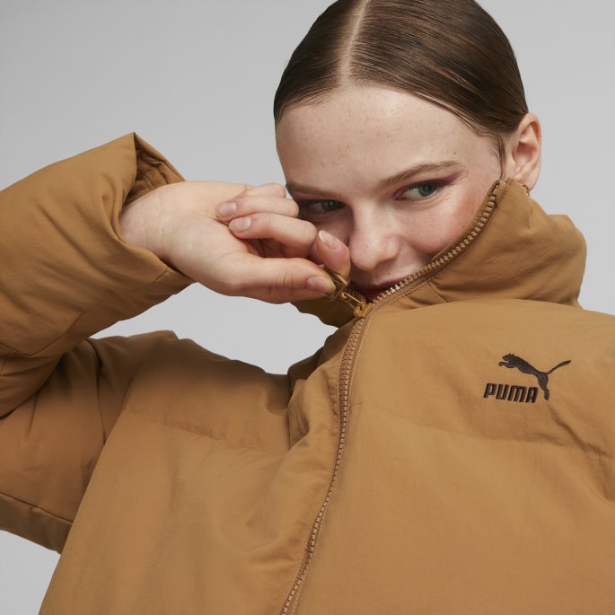 Klassikere Oversized Puffer Jakke Kvinner Puma På Tilbud Desert Tan