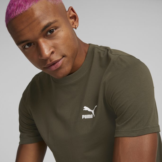 Classics Liten Logo Herre T-skjorte Puma På Salg Dyp Oliven