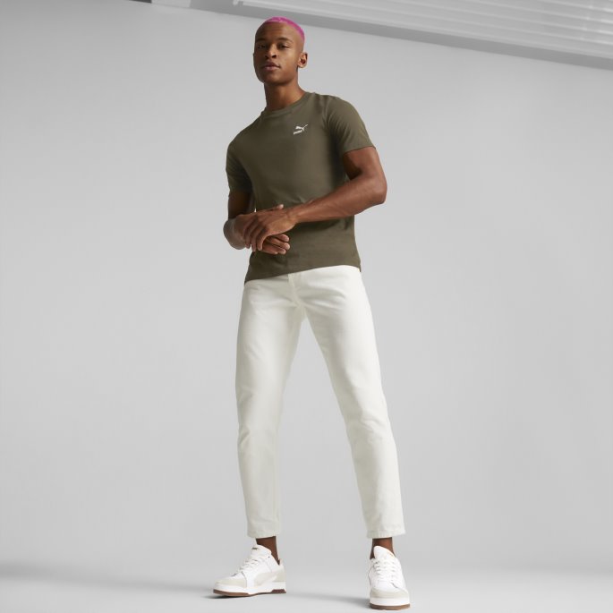Classics Liten Logo Herre T-skjorte Puma På Salg Dyp Oliven