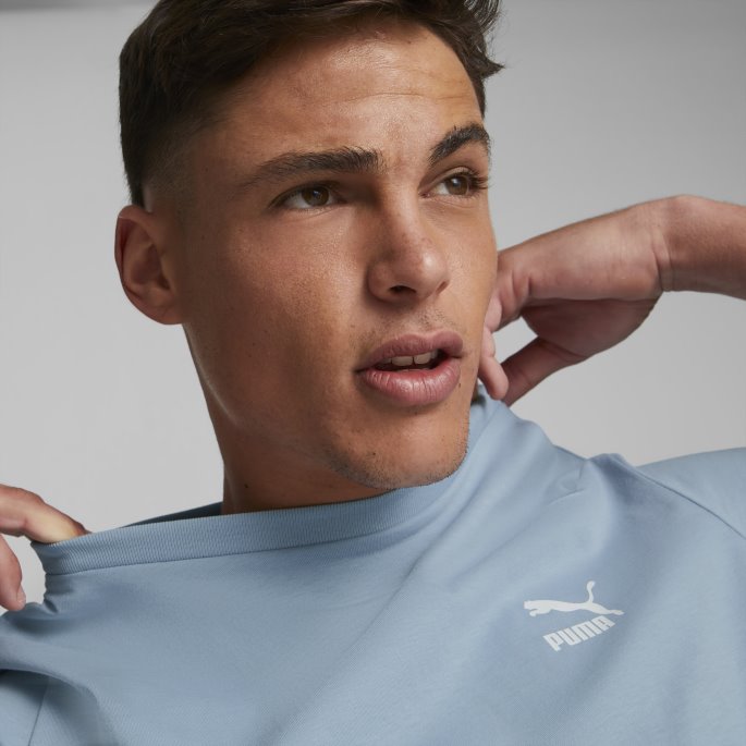 Puma På Tilbud Klassikere Liten Logo T-skjorte Herre Blå Vask