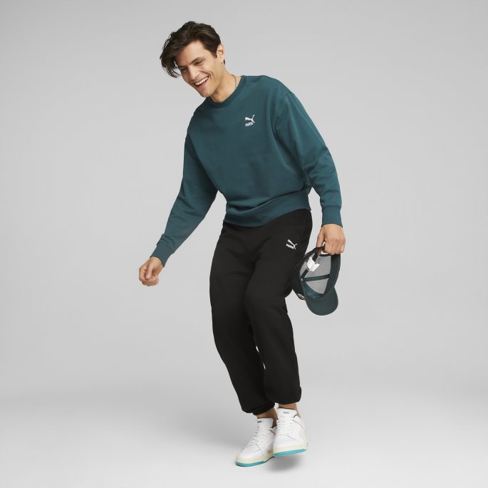 Klassikere Avslappet Rundhalsgenser For Menn Puma På Tilbud Varsity Green