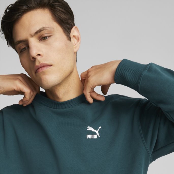 Klassikere Avslappet Rundhalsgenser For Menn Puma På Tilbud Varsity Green