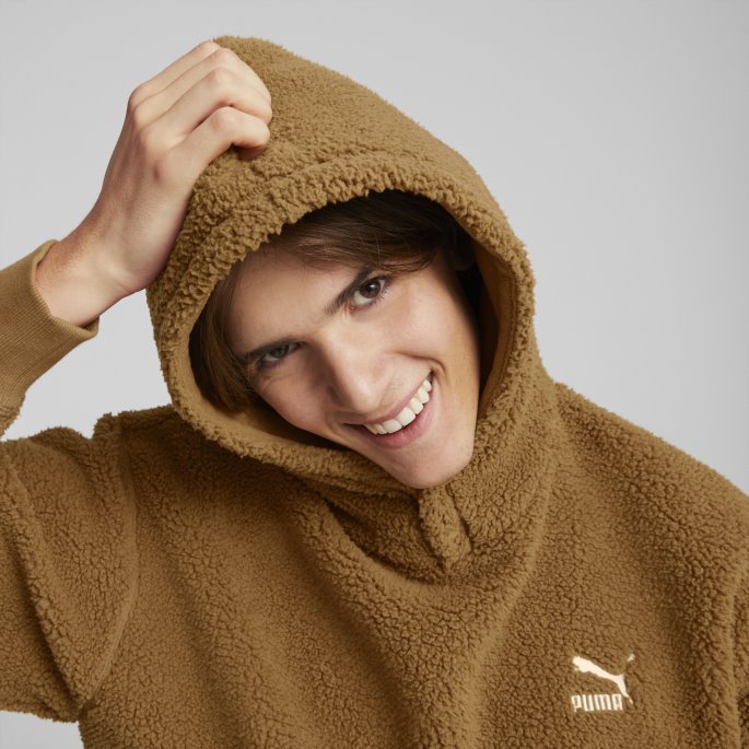 Puma På Tilbud Desert Tan Classics Sherpa Hettegenser For Menn
