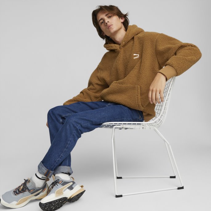 Puma På Tilbud Desert Tan Classics Sherpa Hettegenser For Menn