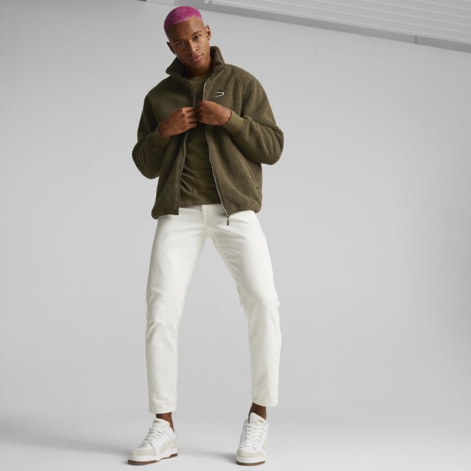 Dyp Oliven Puma På Salg Klassikere Sherpajakke Herre