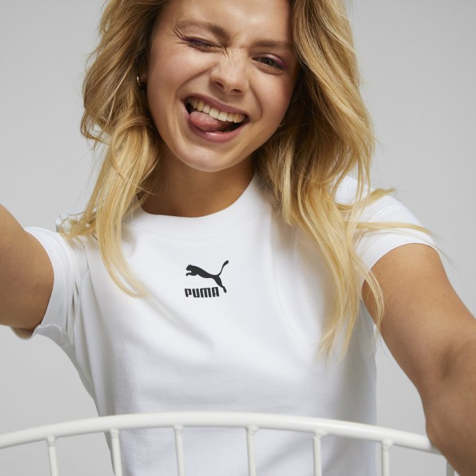 Puma På Tilbud Classics Slim T-skjorte For Kvinner Hvit