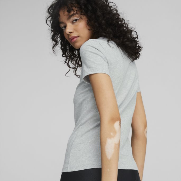 Puma På Tilbud Lys Grå Lyng Klassikere Slim T-skjorte For Kvinner