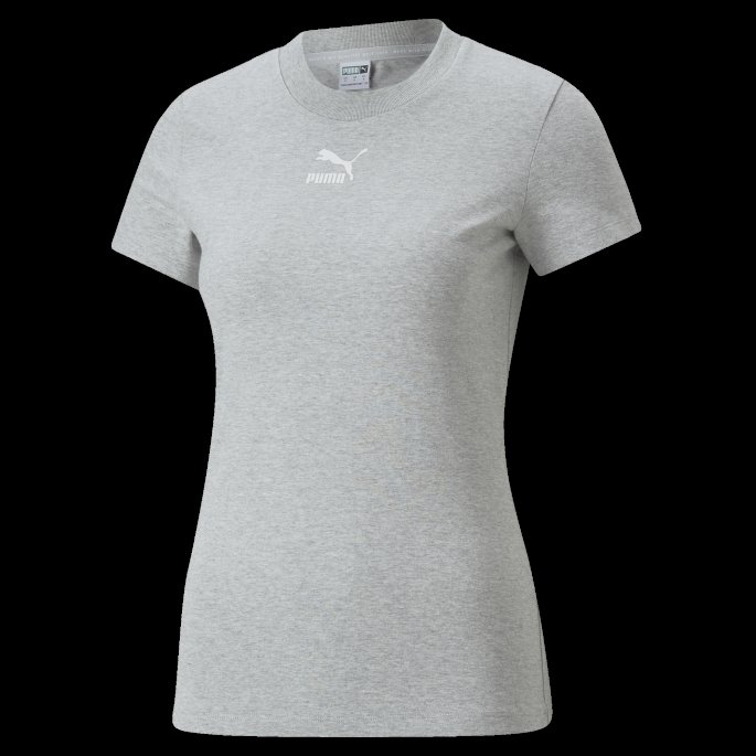 Puma På Tilbud Lys Grå Lyng Klassikere Slim T-skjorte For Kvinner