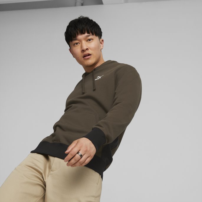 Puma På Salg Dyp Oliven Klassikere Blokk Hettegenser For Menn