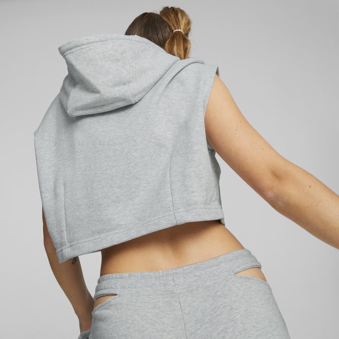 Lys Grå Lyng Våge å Hette Cropped Vest Kvinner Puma På Tilbud