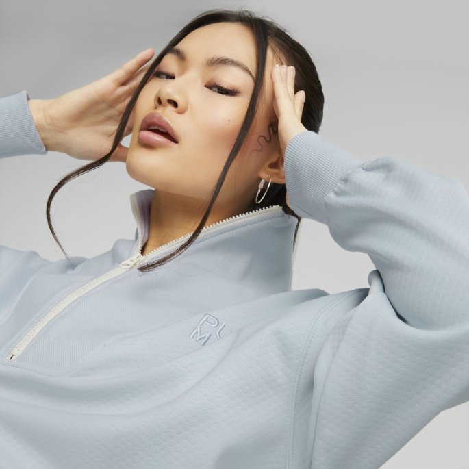Infuse Halv Glidelås Sweatshirt Kvinner Puma På Tilbud Platina Grå