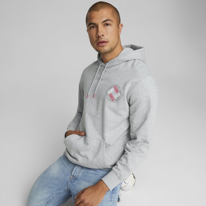 Lys Grå Lyng Puma På Tilbud Swxp Grafisk Hettegenser For Menn