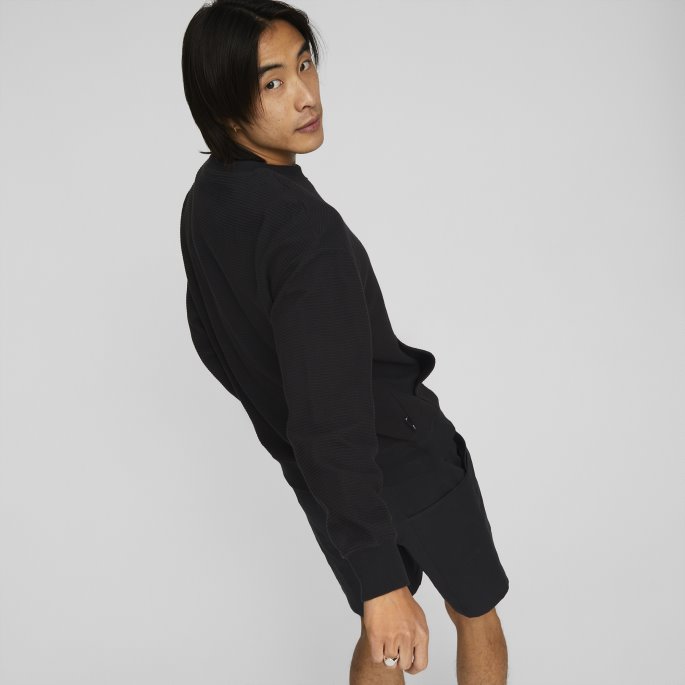 Svart Puma På Salg Downtown Vaffel Sweatshirt Med Rund Hals