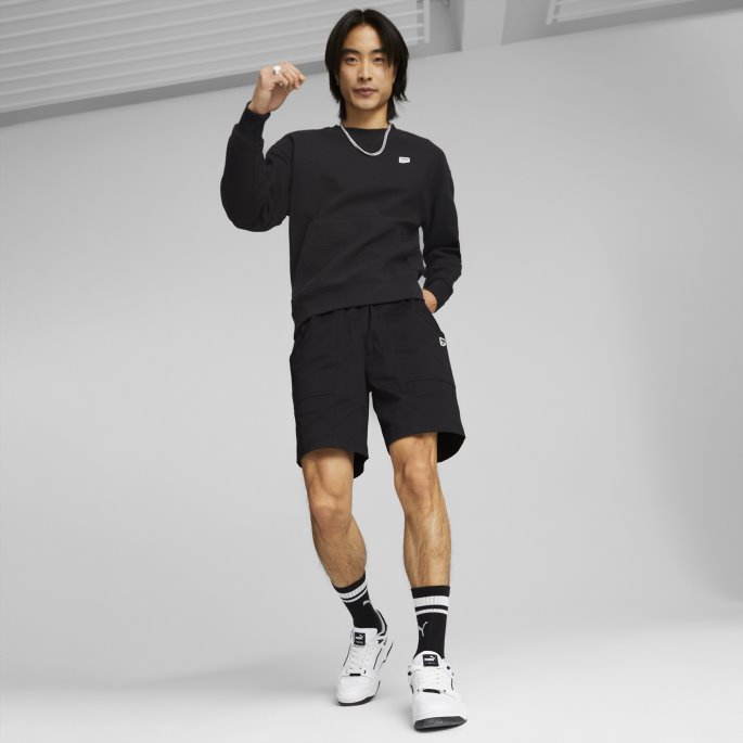 Svart Puma På Salg Downtown Vaffel Sweatshirt Med Rund Hals