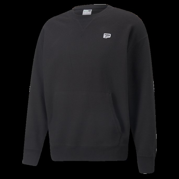 Svart Puma På Salg Downtown Vaffel Sweatshirt Med Rund Hals