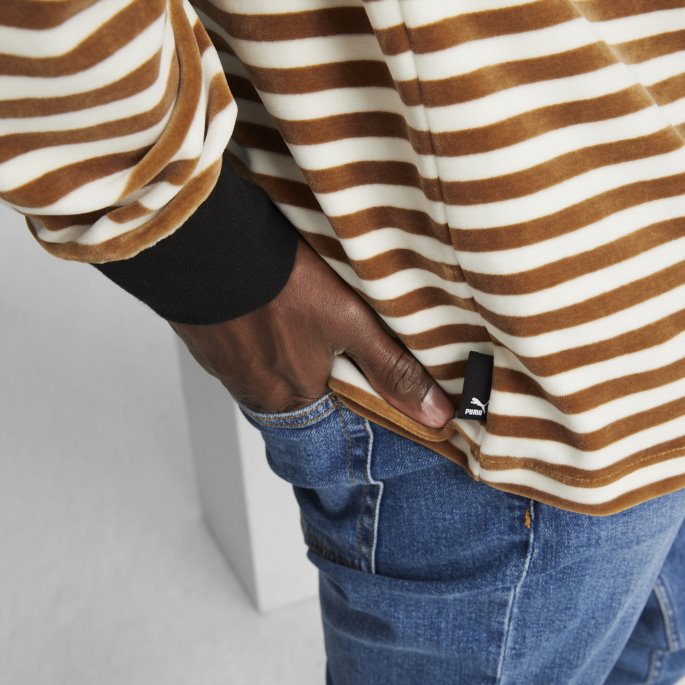 Desert Tan-aop Puma På Salg Downtown Menns Velour Langermet Polo