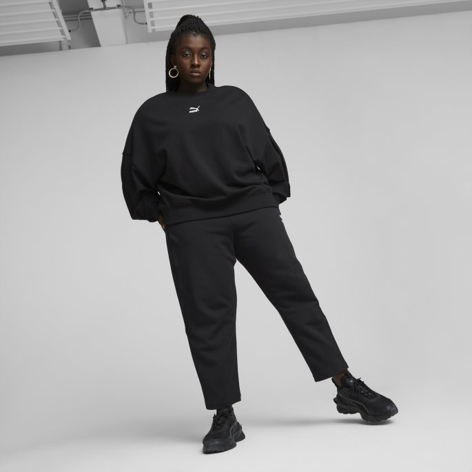 Puma På Tilbud Sorte Klassikere Oversized Sweatshirt Med Rund Hals For Kvinner