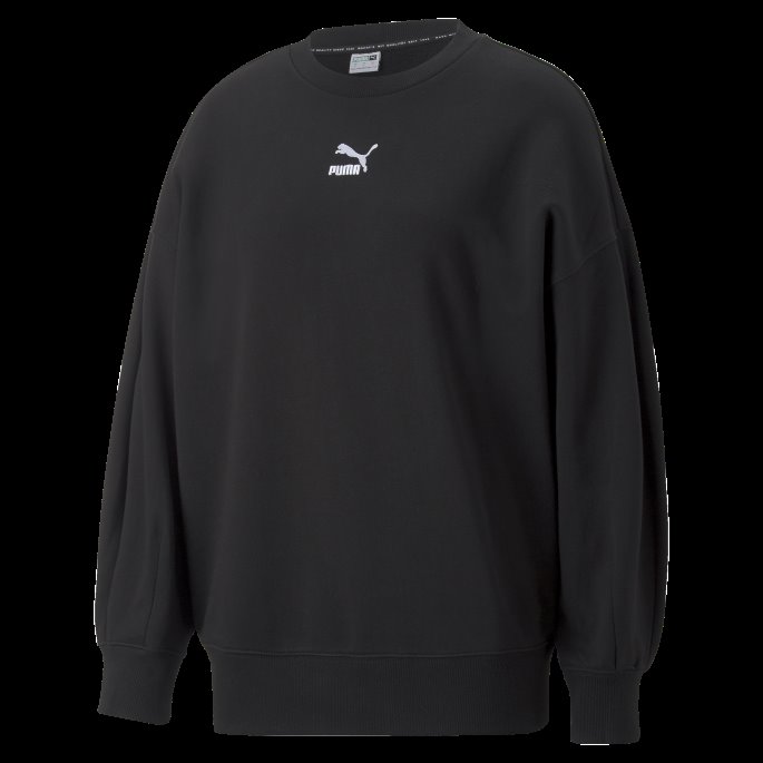 Puma På Tilbud Sorte Klassikere Oversized Sweatshirt Med Rund Hals For Kvinner