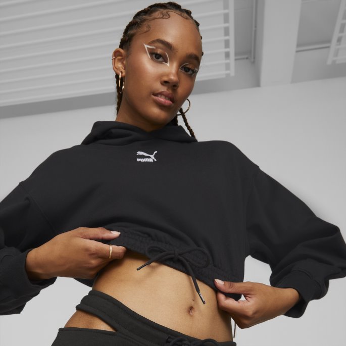 Classics Cropped Dame Hettegenser Svart Puma På Salg