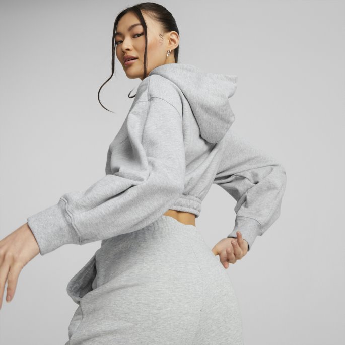Lys Grå Lyng Klassikere Cropped Dame Hettegenser Puma På Salg