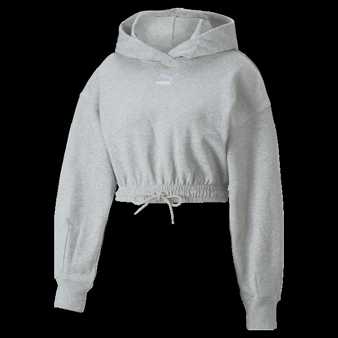 Lys Grå Lyng Klassikere Cropped Dame Hettegenser Puma På Salg