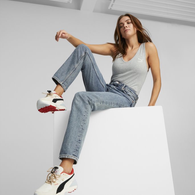 Puma På Tilbud Lys Grå Lyng Klassikere Ribbestrikket Damebody