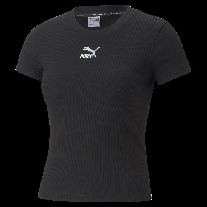 Puma På Tilbud Klassikere Ribbet Slim T-skjorte Dame Svart
