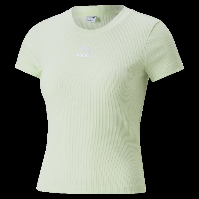 Pistachio Classics Ribbet Slim Dame T-skjorte Puma På Salg