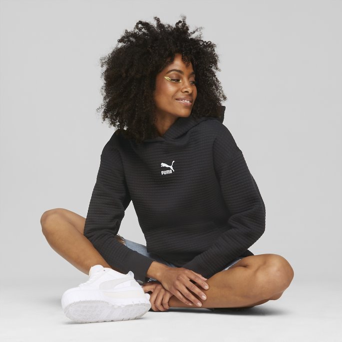 Klassikere Vattert Hettegenser Dame Svart Puma På Salg