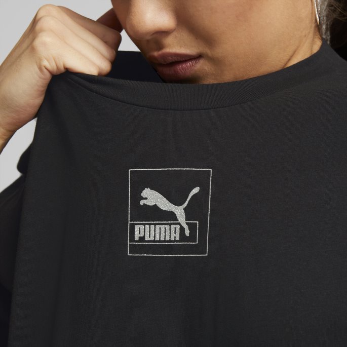 Puma På Tilbud Svart Merke Kjærlighet Avslappet T-skjorte For Kvinner