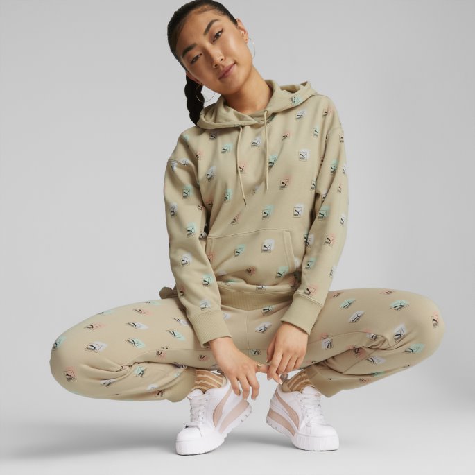 Puma På Tilbud Merke Love Printed Joggebukser Kvinner Lys Sand