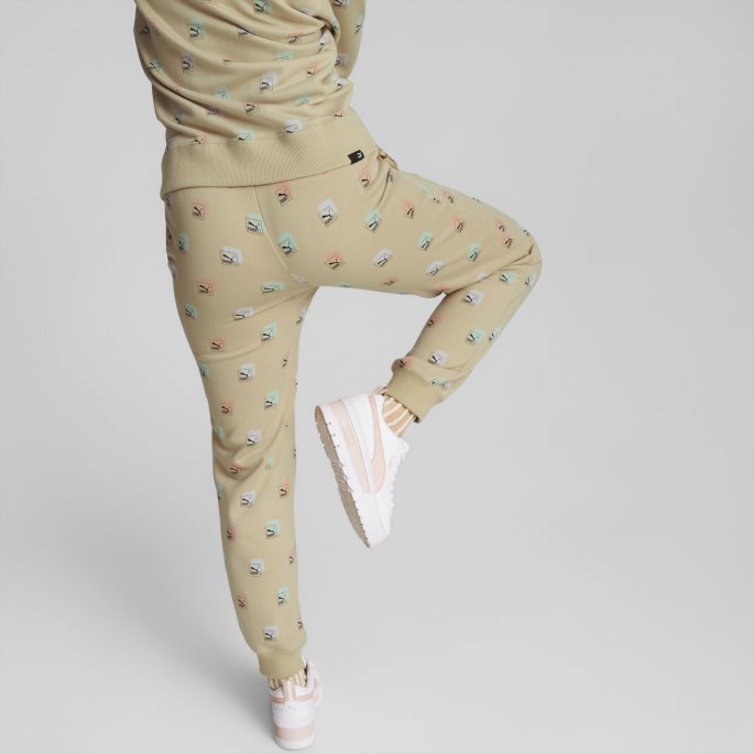 Puma På Tilbud Merke Love Printed Joggebukser Kvinner Lys Sand