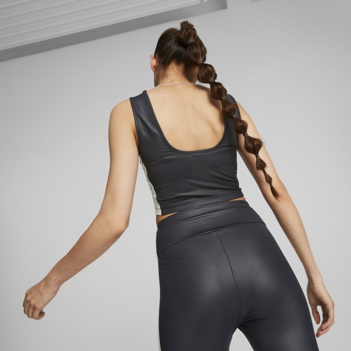 T7 Shiny Cropped Top Kvinner Puma På Tilbud Svart-urørt