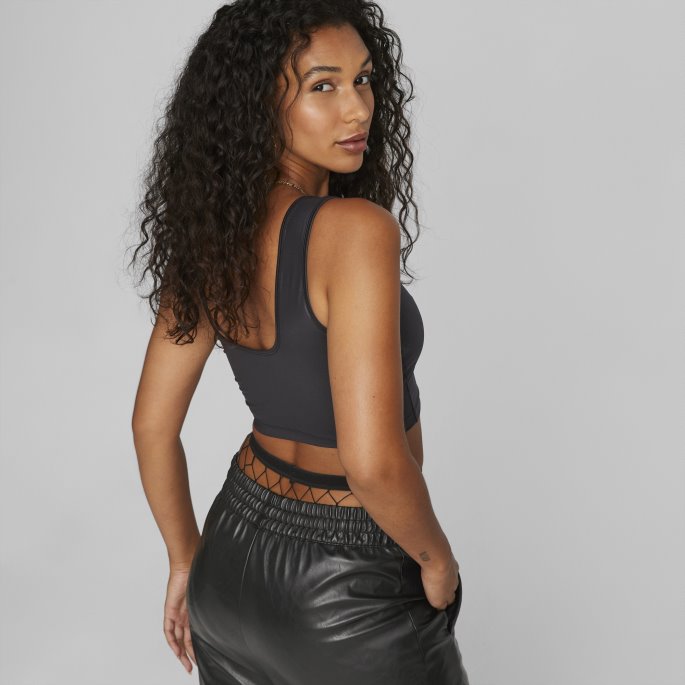 Svart Puma På Salg T7 Skinnende Cropped Topp Kvinner