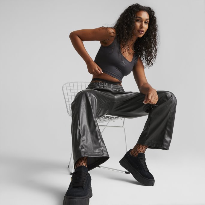 Svart Puma På Salg T7 Skinnende Cropped Topp Kvinner