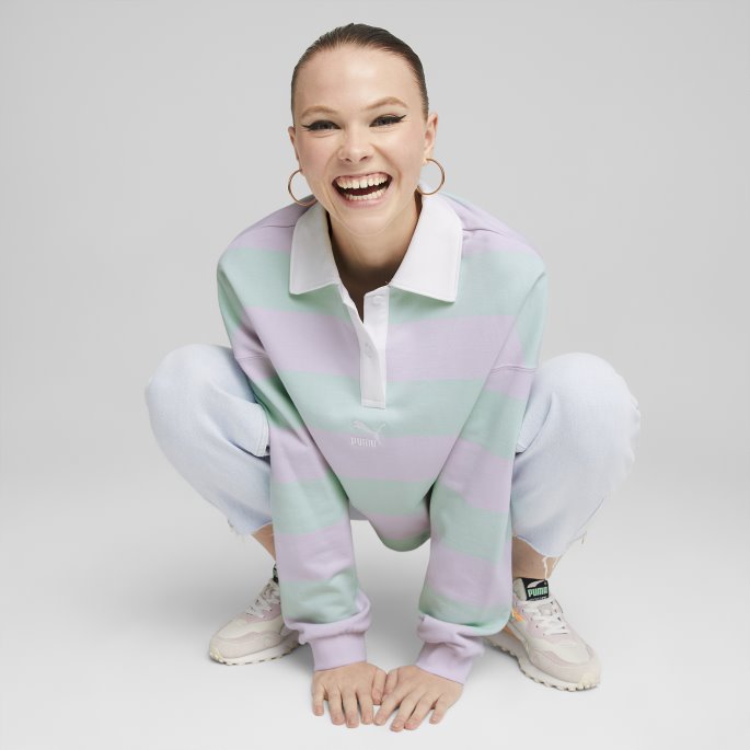 Puma På Tilbud Lavendel Tåke Swxp Stripet Langermet Dame Poloskjorte