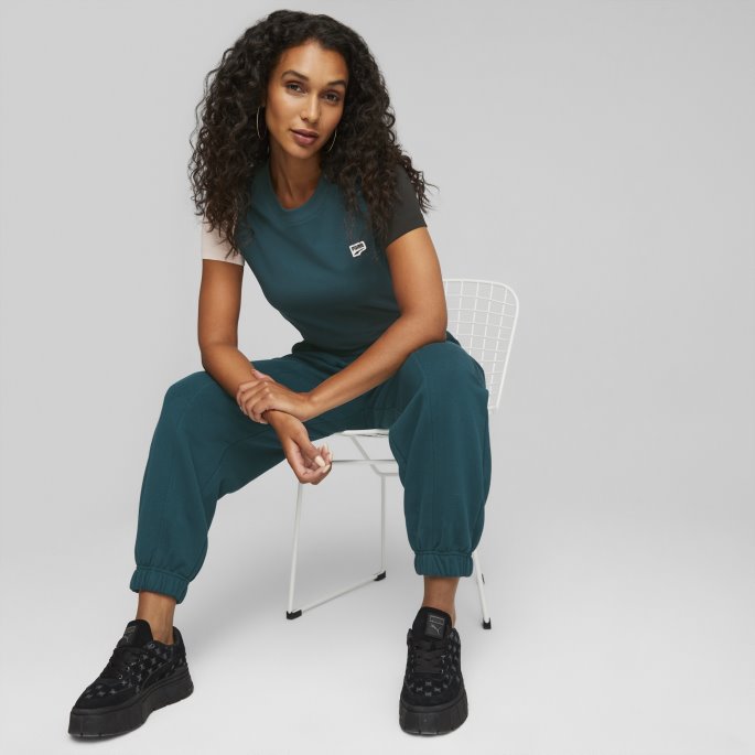 Puma På Salg Downtown Slim T-skjorte For Kvinner Varsity Green