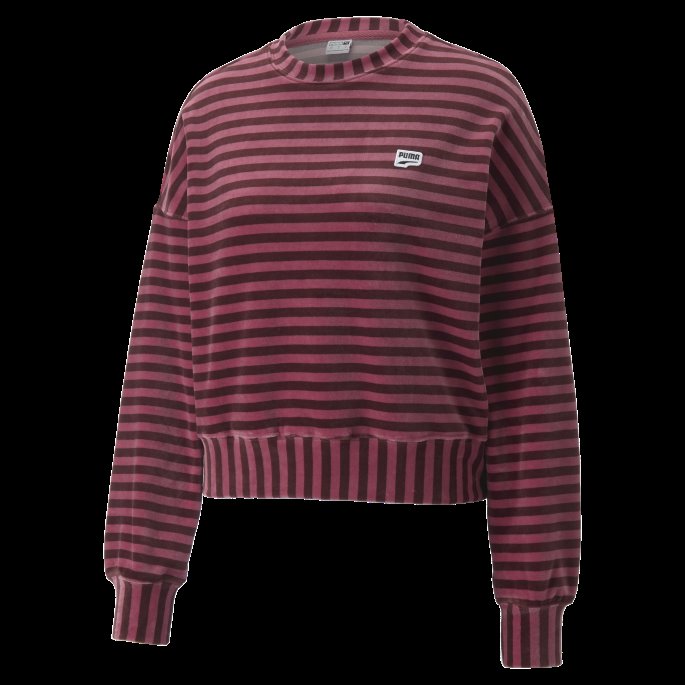 Downtown Velour Sweatshirt Med Rund Hals For Kvinner Puma På Tilbud Støvete Orkidé