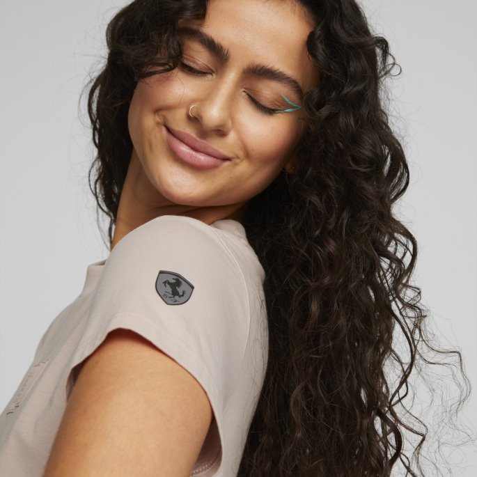 Rosa Kvarts Scuderia Ferrari Stil T-skjorte Kvinner Puma På Salg