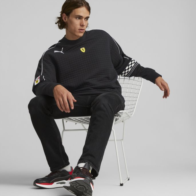 Scuderia Ferrari Race Statement Crew Neck Sweatshirt Menn Svart Puma På Tilbud
