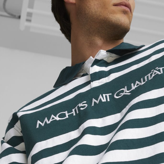 Mmq Sail To Bay Mønster Langermet Poloskjorte Puma På Tilbud Varsity Green
