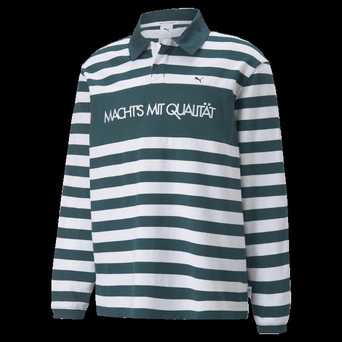 Mmq Sail To Bay Mønster Langermet Poloskjorte Puma På Tilbud Varsity Green