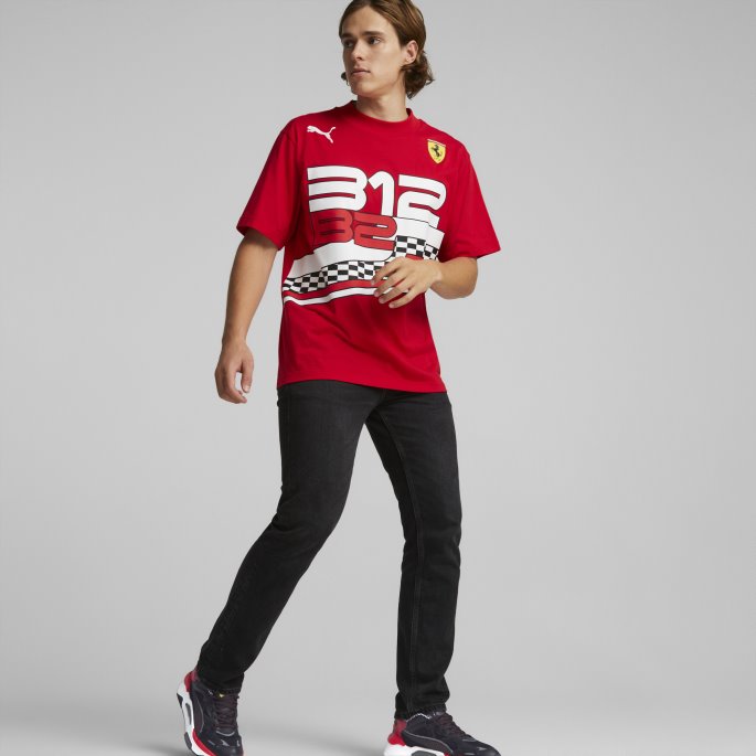 Rosso Corsa Puma På Salg Scuderia Ferrari Race Herre Statement-t-skjorte