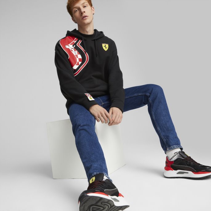 Puma På Tilbud Scuderia Ferrari Race Premium Hettegenser For Menn Svart
