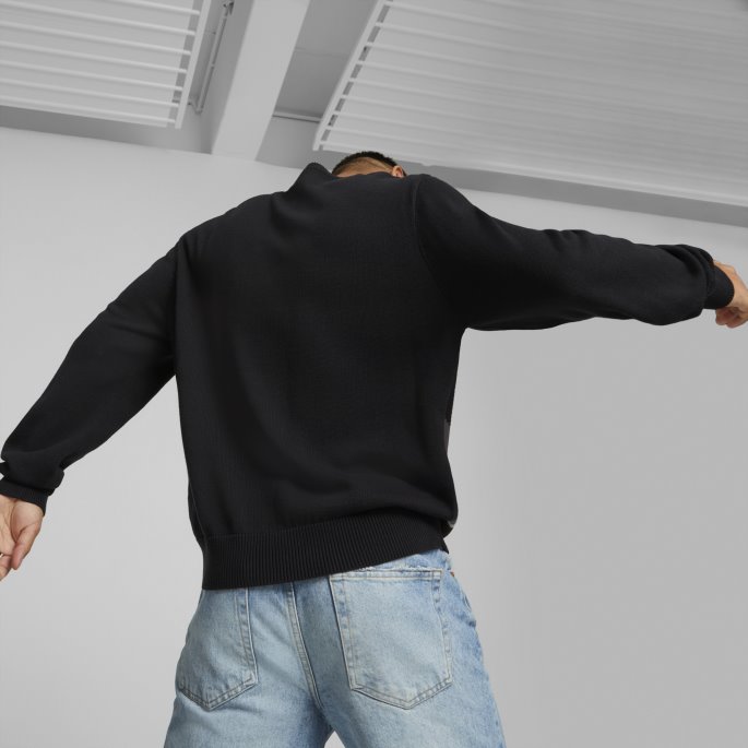 Players' Lounge Strikket Sweatshirt Med Rund Hals For Menn Svart Puma På Salg