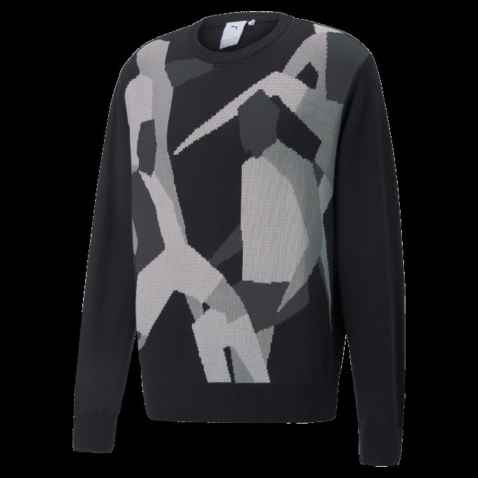 Players' Lounge Strikket Sweatshirt Med Rund Hals For Menn Svart Puma På Salg